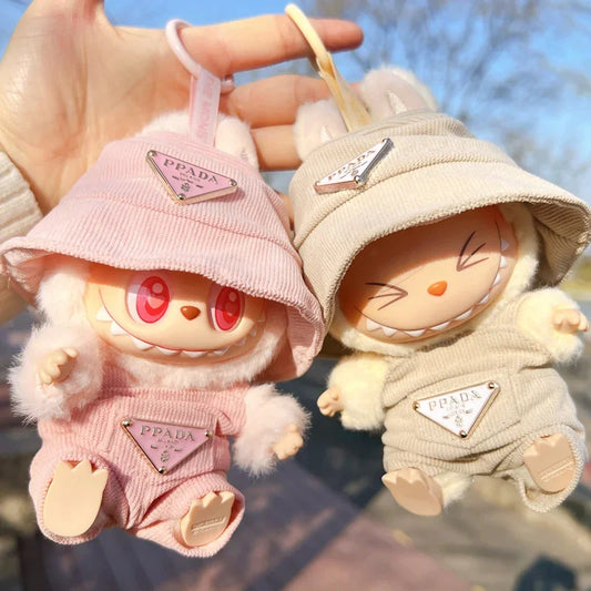 New corduroy For Labubu Doll Clothing Set Hat 15-17cm Clothes Shoes Doll DIY Accessories Training Sitting Party Games Toys Gifts