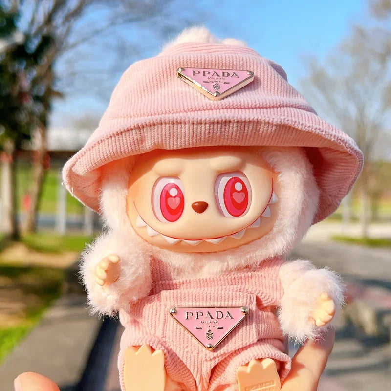 New corduroy For Labubu Doll Clothing Set Hat 15-17cm Clothes Shoes Doll DIY Accessories Training Sitting Party Games Toys Gifts