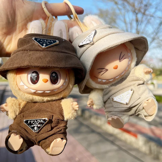 New corduroy For Labubu Doll Clothing Set Hat 15-17cm Clothes Shoes Doll DIY Accessories Training Sitting Party Games Toys Gifts