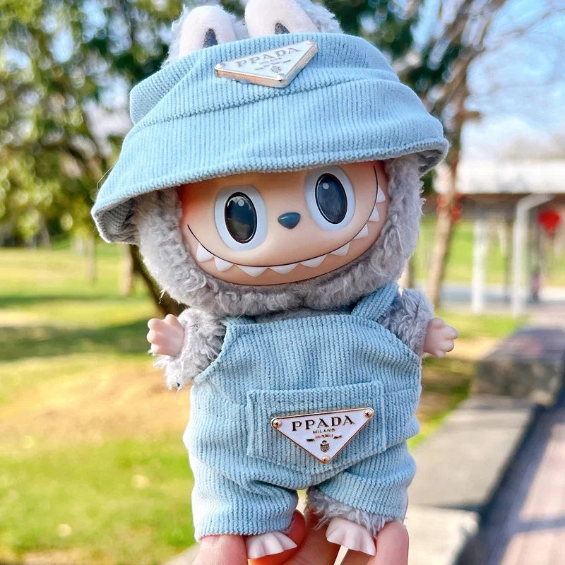New corduroy For Labubu Doll Clothing Set Hat 15-17cm Clothes Shoes Doll DIY Accessories Training Sitting Party Games Toys Gifts