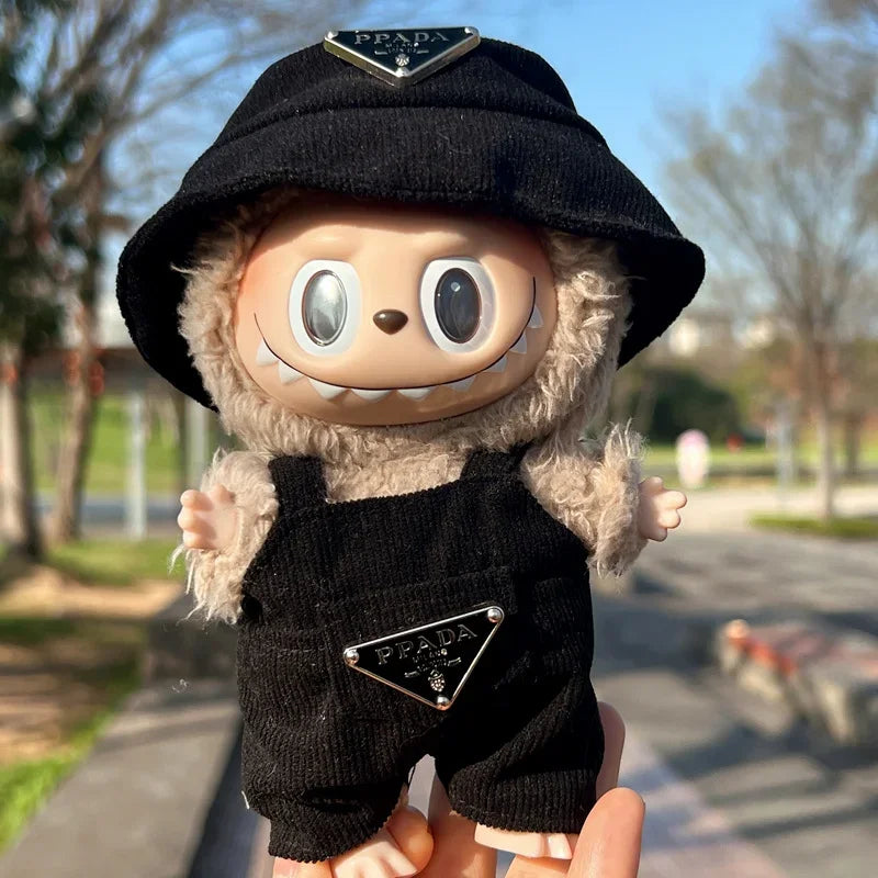New corduroy For Labubu Doll Clothing Set Hat 15-17cm Clothes Shoes Doll DIY Accessories Training Sitting Party Games Toys Gifts
