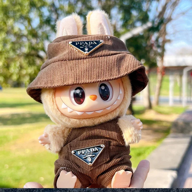New corduroy For Labubu Doll Clothing Set Hat 15-17cm Clothes Shoes Doll DIY Accessories Training Sitting Party Games Toys Gifts